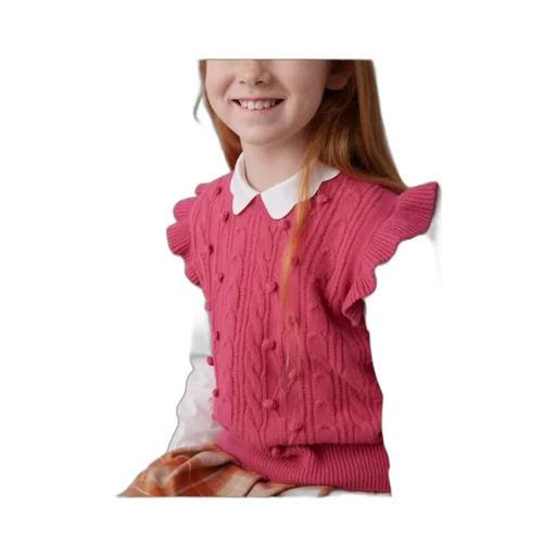 Il Gufo Pompom Detailed Tricot-Knit Gilet