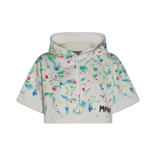 Marni Logo Patch Cropped Hoodie