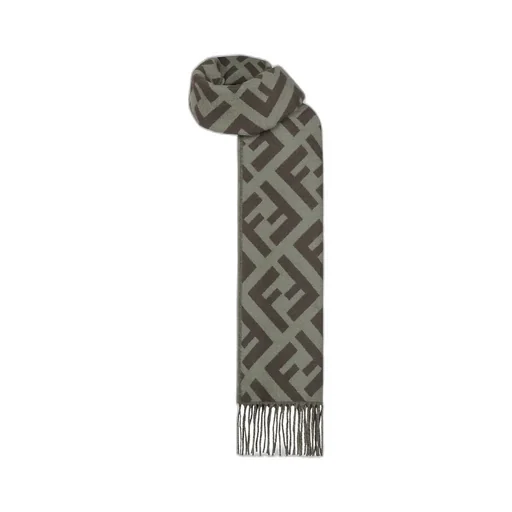 Fendi Logo Jacquard Fringed-Edge Scarf