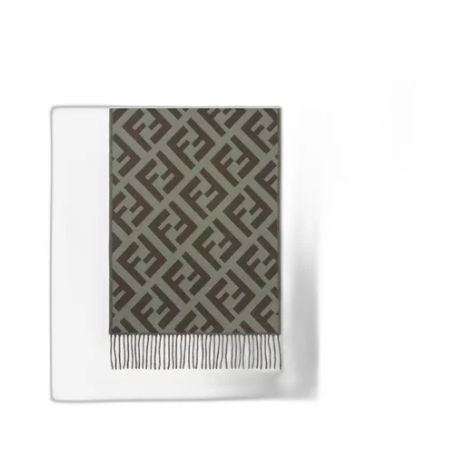 Fendi Logo Jacquard Fringed-Edge Scarf