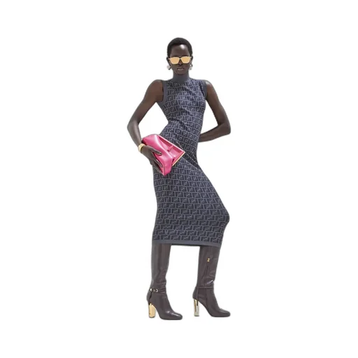 Fendi Ff Motif Sleeveless Maxi Dress