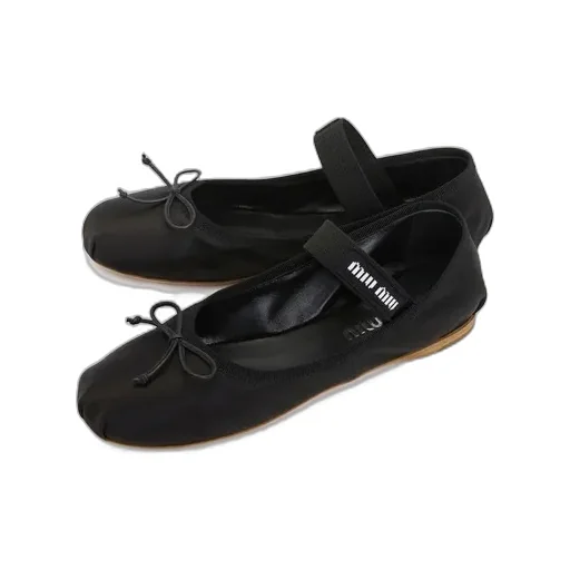 Miu Miu Bow-Detailed Slip-On Satin Ballerina Shoes