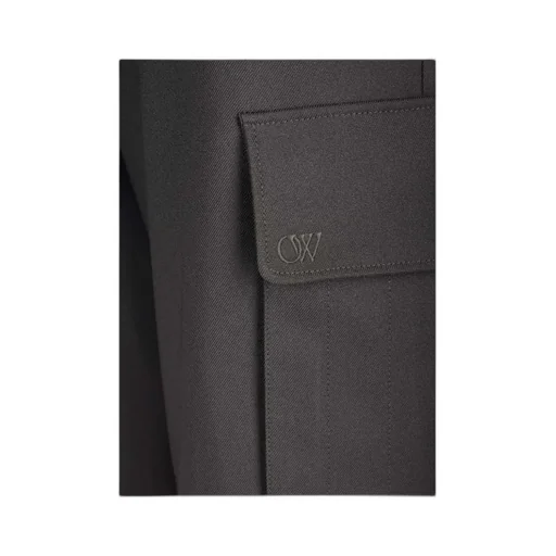 Off-White Ow Emb Drill Mid-Rise Wide Leg Trousers