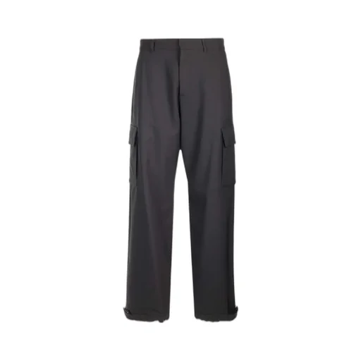 Off-White Ow Emb Drill Mid-Rise Wide Leg Trousers