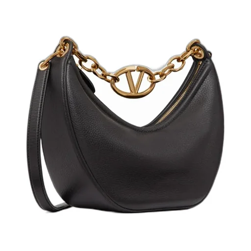 Valentino Vlogo Moon Zip-Up Small Shoulder Bag