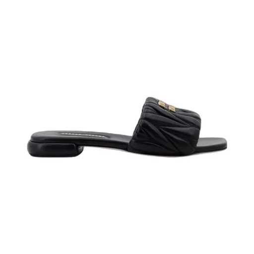 Miu Miu Logo Plaque Matelassé Sandals
