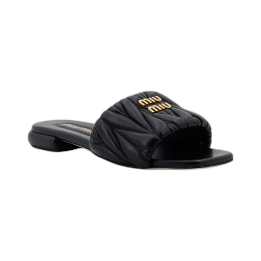 Miu Miu Logo Plaque Matelassé Sandals