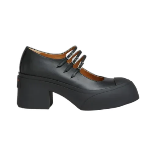 Marni Buckle-Strap Round-Toe Pumps