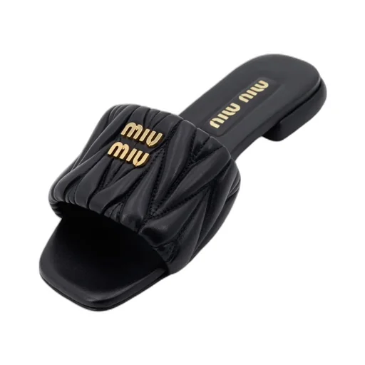 Miu Miu Logo Plaque Matelassé Sandals
