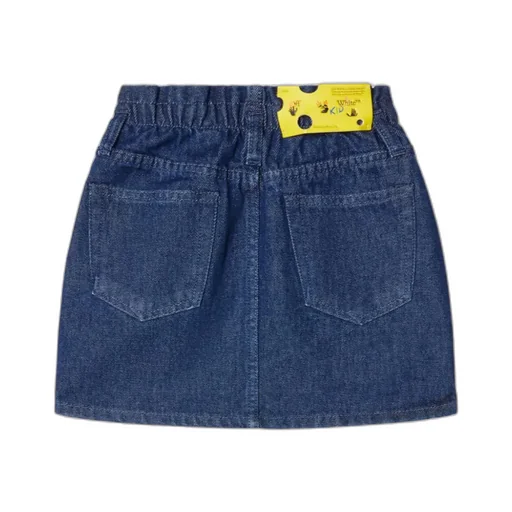 Off-White Kids Off Stamp Logo Printed Denim Mini Skirt