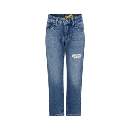 Off-White Kids Paint Graphic Logo Patch Jeans