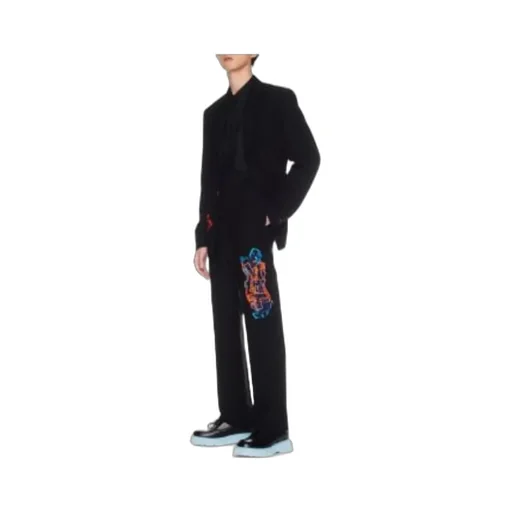 Off-White Logo Embroidered Straight Leg Trousers