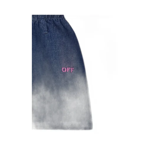Off-White Kids Off Stamp Logo Printed Denim Mini Skirt