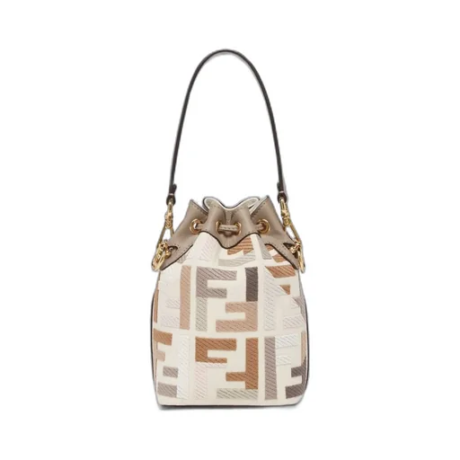 Multicolour Canvas Mini-Bag With Ff Embroidery
