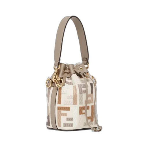 Multicolour Canvas Mini-Bag With Ff Embroidery