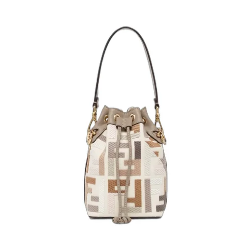 Multicolour Canvas Mini-Bag With Ff Embroidery