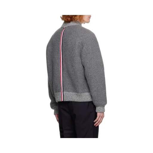 Thom Browne Logo Patch Zipped Bomber Jacket