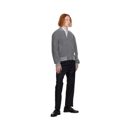 Thom Browne Logo Patch Zipped Bomber Jacket