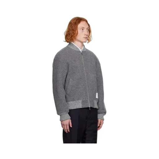 Thom Browne Logo Patch Zipped Bomber Jacket