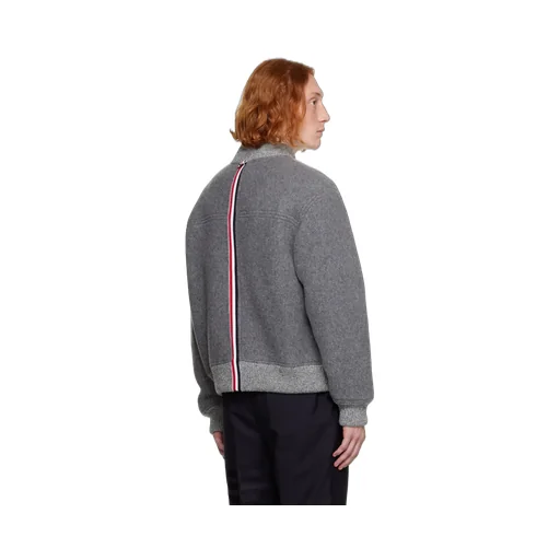 Thom Browne Logo Patch Zipped Bomber Jacket