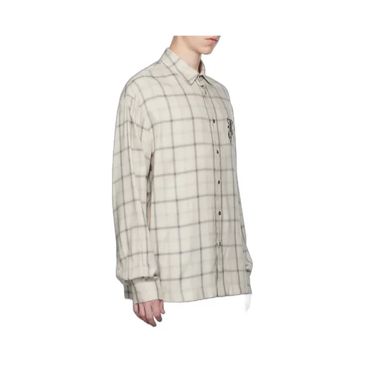 Palm Angels Logo Embroidered Checked Long-Sleeved Shirt