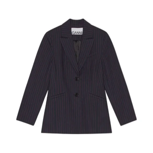 Ganni Pinstripe Long-Sleeved Blazer