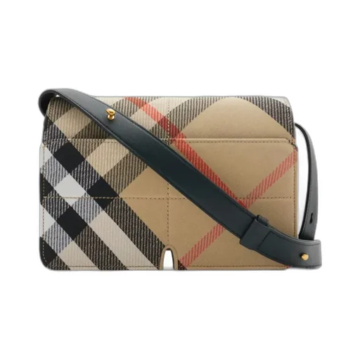 Burberry Snip Checked Foldover-Top Shoulder Bag