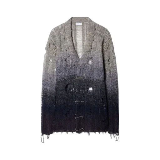 Off-White Distressed Knitted Cardigan