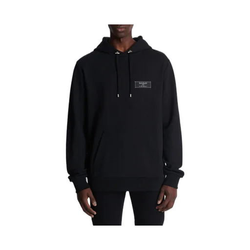 Balmain Logo Patch Drawstring Hoodie