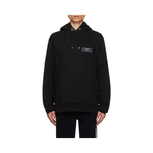 Balmain Logo Patch Drawstring Hoodie