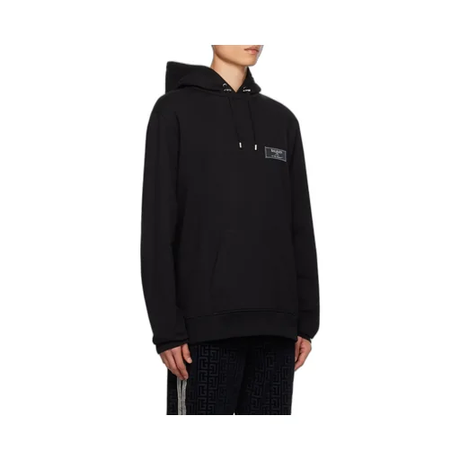Balmain Logo Patch Drawstring Hoodie
