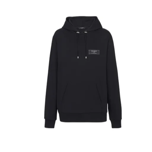 Balmain Logo Patch Drawstring Hoodie