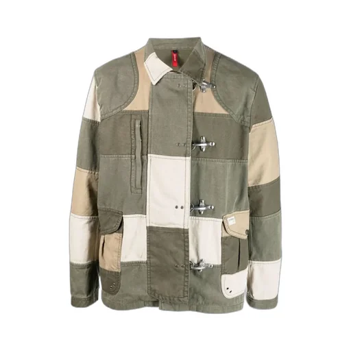 Fay Long-Sleeved Patchwork Shirt Jacket
