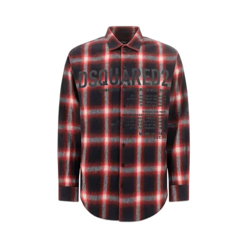 Dsquared2 Logo-Printed Long-Sleeved Checked Shirt