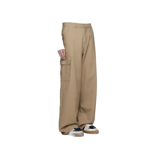 Off-White Ow Emb Drill Mid-Rise Wide Leg Trousers