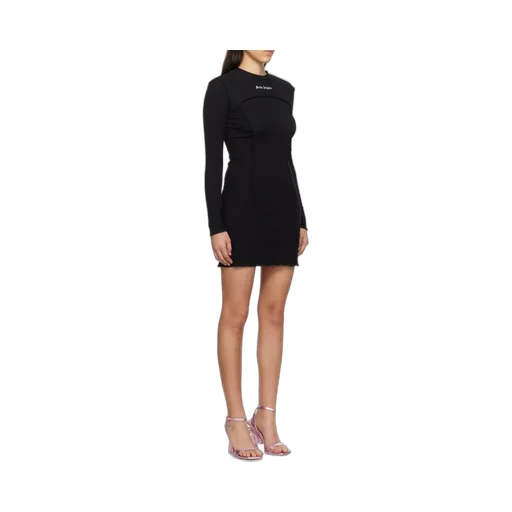 Palm Angels Logo Embroidered Crewneck Mini Dress