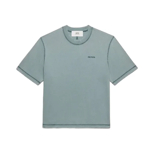 Ami Paris Logo Embroidered Crewneck T-Shirt