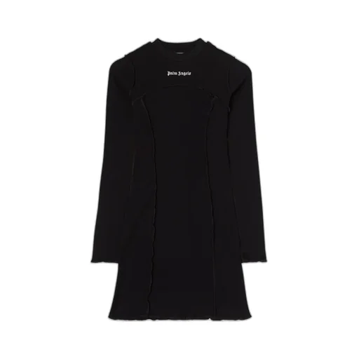 Palm Angels Logo Embroidered Crewneck Mini Dress