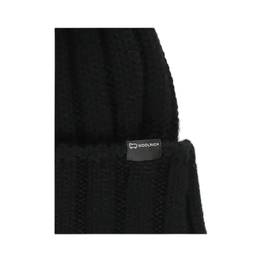 Woolrich Logo Patch Pompom Detailed Beanie