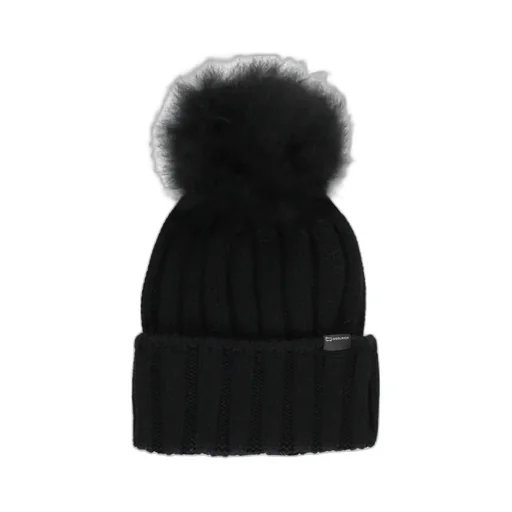 Woolrich Logo Patch Pompom Detailed Beanie