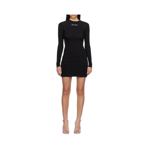 Palm Angels Logo Embroidered Crewneck Mini Dress