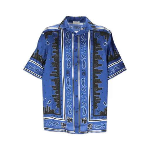 Off-White Bowlling Bandana-Print Straight Hem Shirt