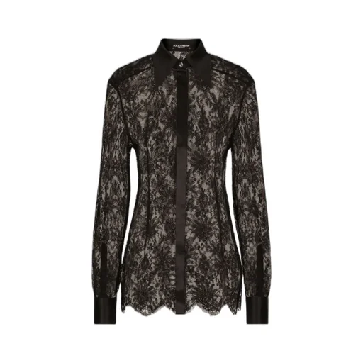 Dolce & Gabbana Satin Detailed Chantilly Lace Shirt