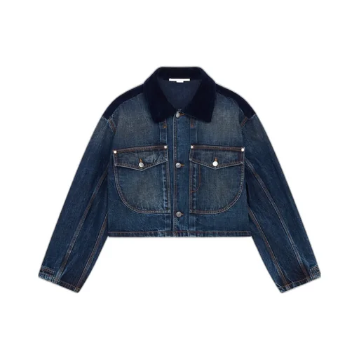 Stella Mccartney Corduroy Panelled Buttoned Denim Jacket