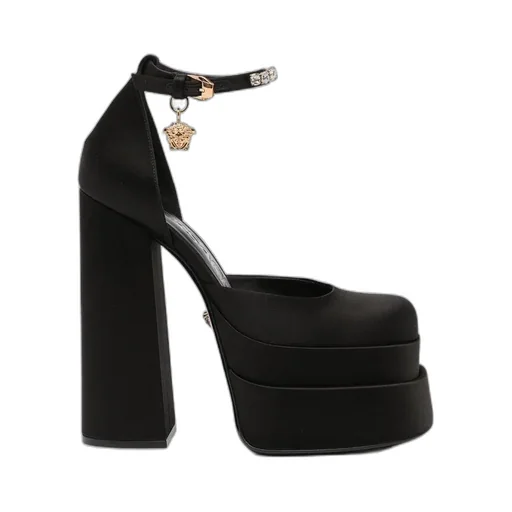 Versace Medusa Head Charm Satin Platform Pumps