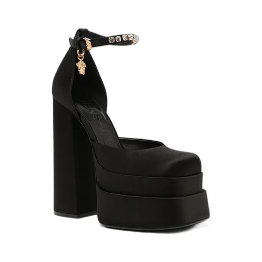 Versace Medusa Head Charm Satin Platform Pumps