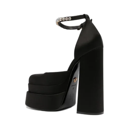 Versace Medusa Head Charm Satin Platform Pumps