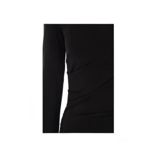 Off-White Asymmetric Ruched Long-Sleeved Mini Dress