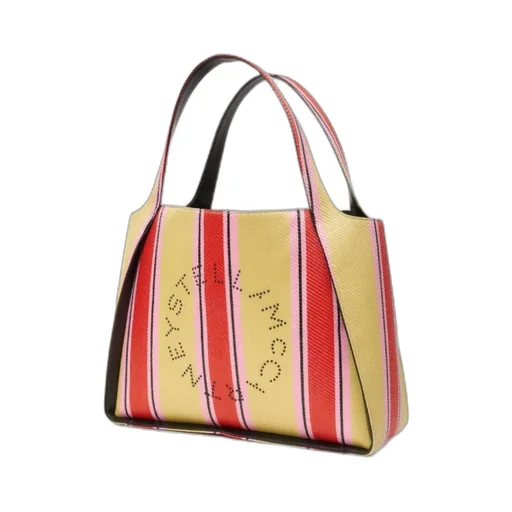 Stella Mccartney Striped Logo Embellished Tote Bag