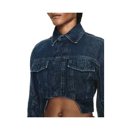 Off-White Cut-Out Cropped Denim Jacket